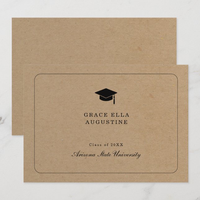 Simple Graduation Announcement - Kraft Background (Front/Back)