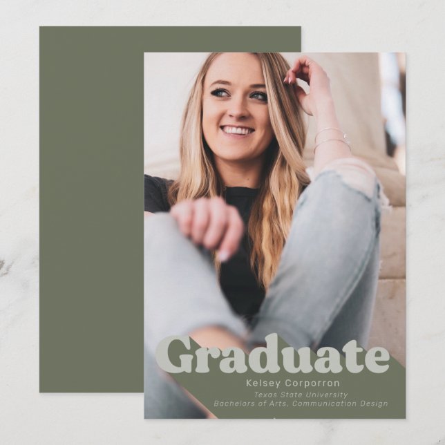 Simple Graduation Announcement | Retro Type (Front/Back)