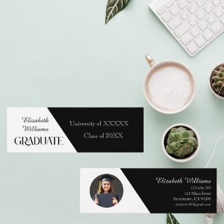 Simple Graduation Black and White Name Card