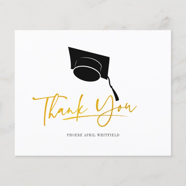Simple Graduation Cap Tassel Gold Thank You (Front)