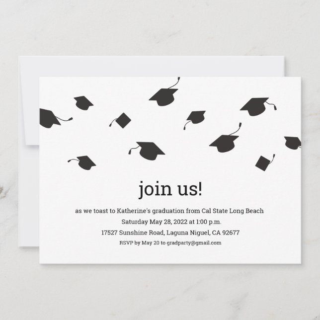 Simple Graduation Caps Graduation Party Invitation (Front)