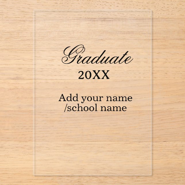 Simple graduation congratulations minimal add clas acrylic invitations (Front)