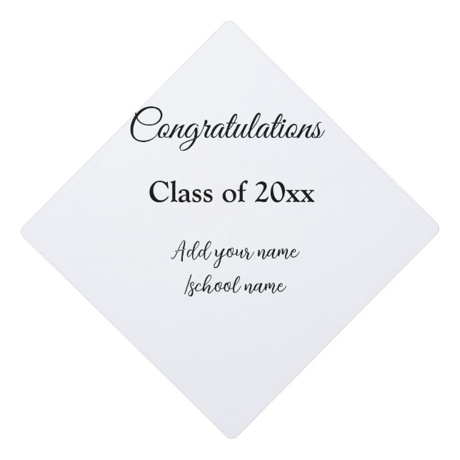Simple graduation congratulations minimal add clas cap topper (Front)