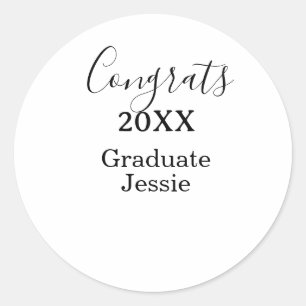 Simple graduation congratulations minimal add clas classic round sticker