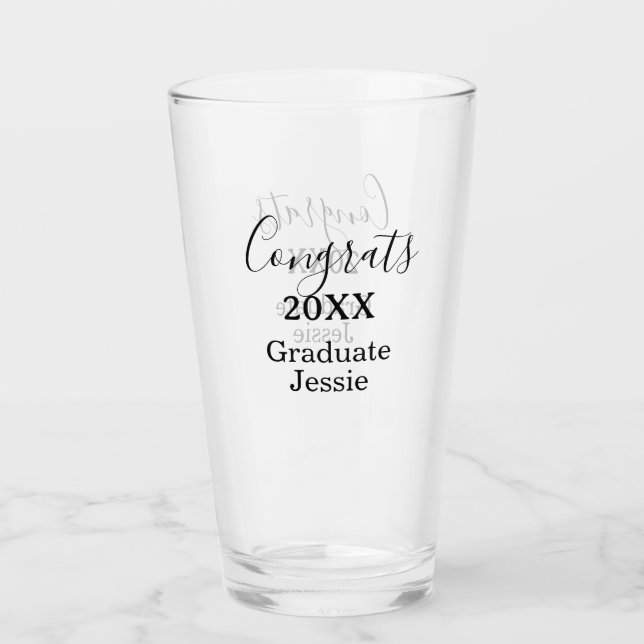 Simple graduation congratulations minimal add clas glass (Front)