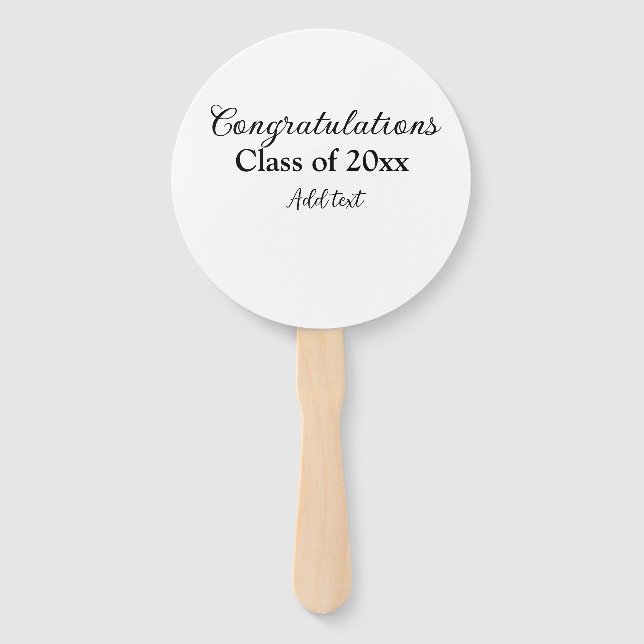Simple graduation congratulations minimal add clas hand fan (Front)
