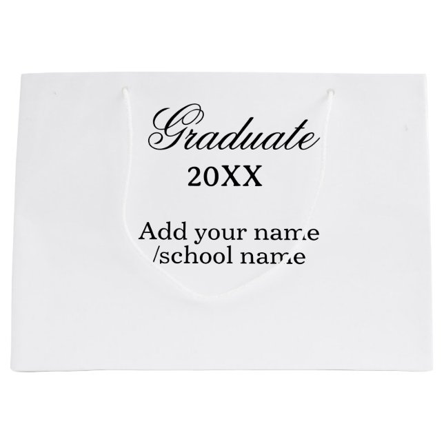 Simple graduation congratulations minimal add clas large gift bag (Front)