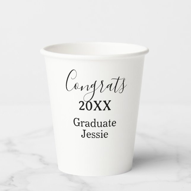 Simple graduation congratulations minimal add clas paper cups (Front)