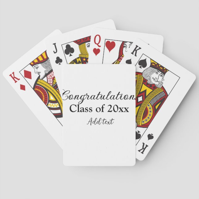 Simple graduation congratulations minimal add clas playing cards (Back)