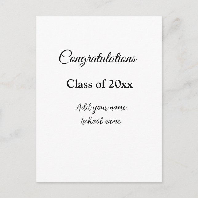 Simple graduation congratulations minimal add clas postcard (Front)