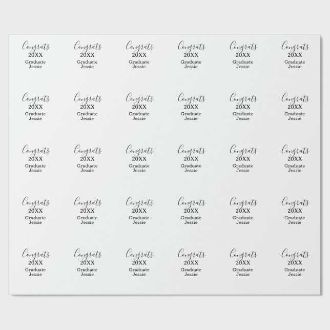 Simple graduation congratulations minimal add clas wrapping paper (Flat)
