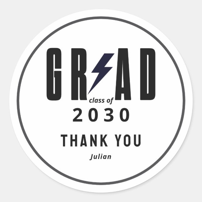 Simple Graduation Grad Party Thank You Classic Round Sticker (Front)