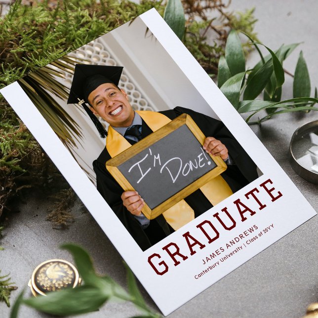 Simple Graduation Modern Stylish  Grad Party Photo Invitation (Creator Uploaded)