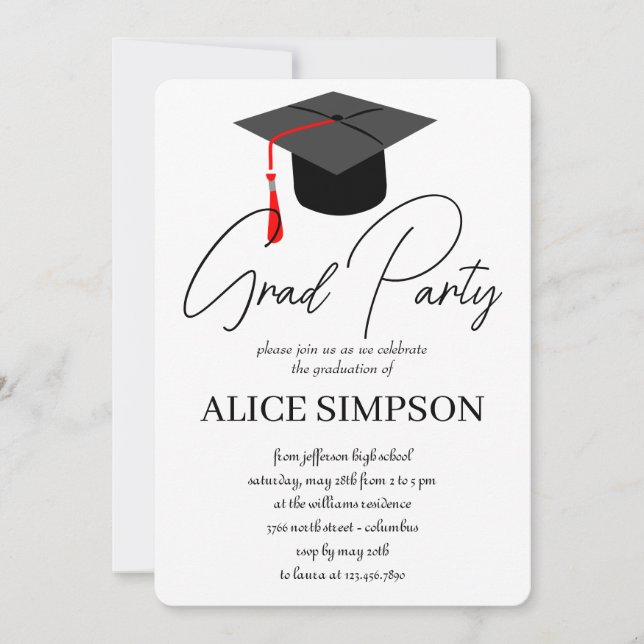 Simple  Graduation Party Invitations (Front)