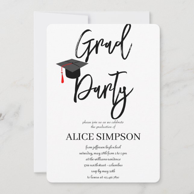 Simple  Graduation Party Invitations (Front)