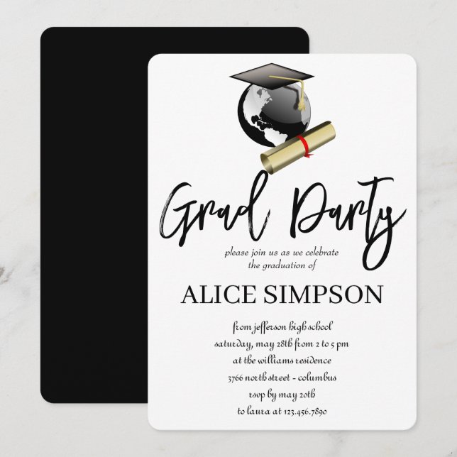 Simple  Graduation Party Invitations (Front/Back)