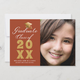 Simple Graduation Photo Orange Gold Script 2025 Announcement