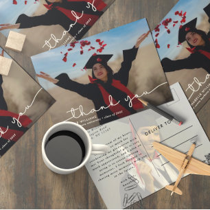 Simple Graduation Photo Thank You Postcard