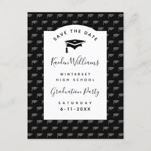 Simple Graduation Save the Date Black Postcard