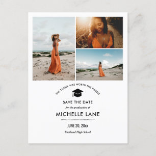 Simple Graduation Save The Date Grad Hat Photo Postcard