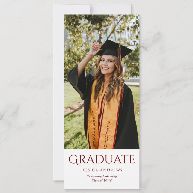 Simple Graduation Stylish Modern Grad Party Photo Invitation (Front)
