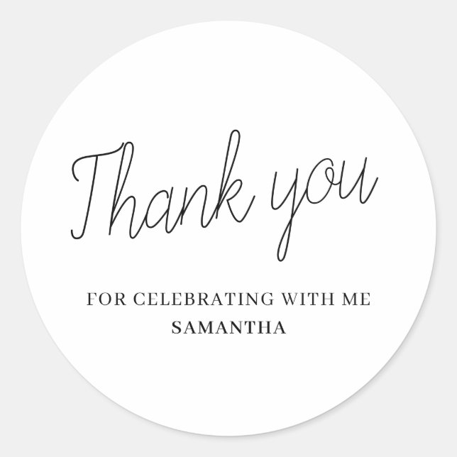 Simple Graduation Thank You  Classic Round Sticker (Front)