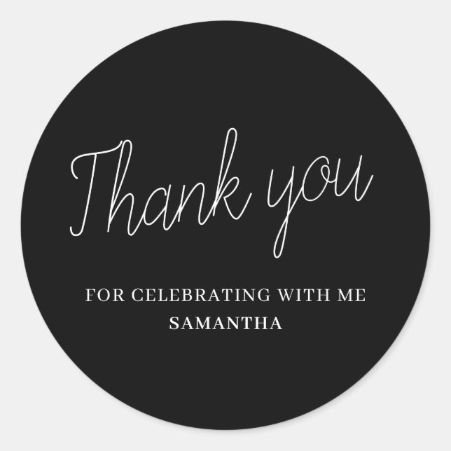 Simple Graduation Thank You  Classic Round Sticker (Front)
