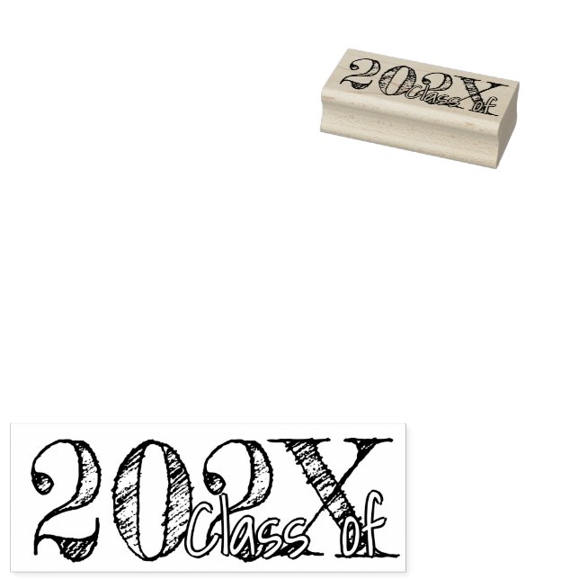 Simple Graduation | With Grad Year and Name Space Rubber Stamp (Stamped)