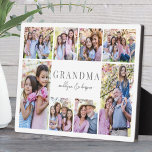 Simple Grandma Photo Collage Plaque<br><div class="desc">Personalized "Grandma" Photo Plaque with Easel Stand. This simple and elegant photo plaque is a beautiful way to showcase cherished memories. The design features space for eight photos, arranged in a border around the edges while keeping the focus on the meaningful text in the centre. At the centre, "Grandma" is...</div>