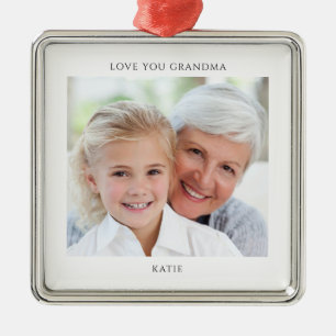 Simple Grandma Photo Personalized  Metal Ornament
