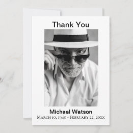 Simple Grandpa Funeral Photo Thank You Card