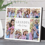 Simple Grandpa Photo Collage Plaque<br><div class="desc">Personalized "Grandpa" Photo Plaque with Easel Stand. This simple and elegant photo plaque is a beautiful way to showcase cherished memories. The design features space for eight photos, arranged in a border around the edges while keeping the focus on the meaningful text in the centre. At the centre, "Grandpa" is...</div>