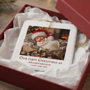 Simple Grandparents 1st Christmas Baby Photo  Ceramic Ornament