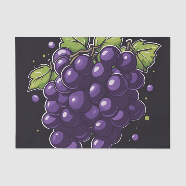 Simple Grape With Leaves Tissue Paper (Front)