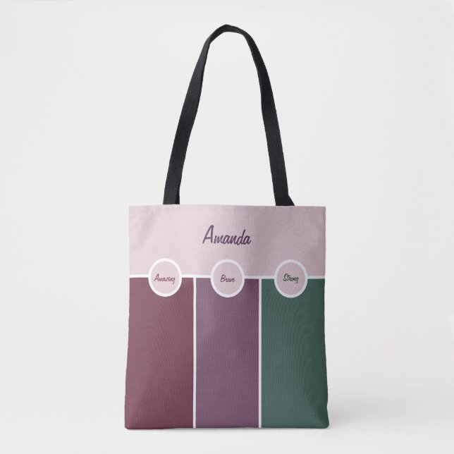 Simple Graphic Purple Green Style Tote Bag (Front)