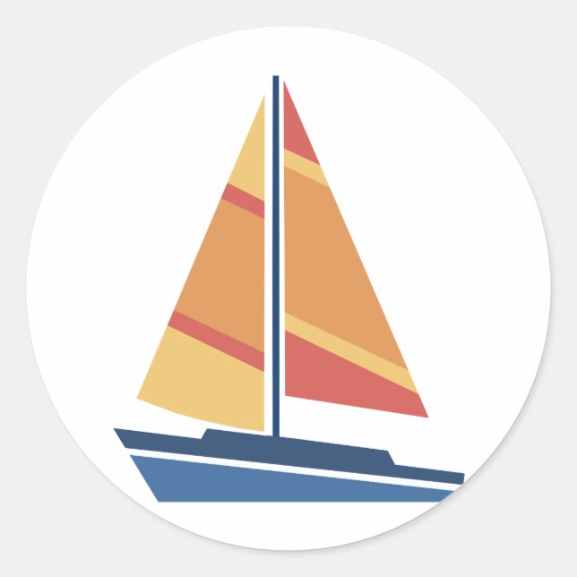 Simple Graphic Sailboat Classic Round Sticker (Front)