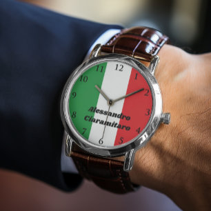 Simple Gras Drapeau Italien Personnalisé Montre