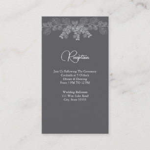 Simple Gray Line Art Eucalyptus Wedding Reception Enclosure Card