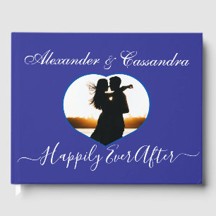 Simple Greek Royal Blue, elegant,photo  Wedding Guest Book