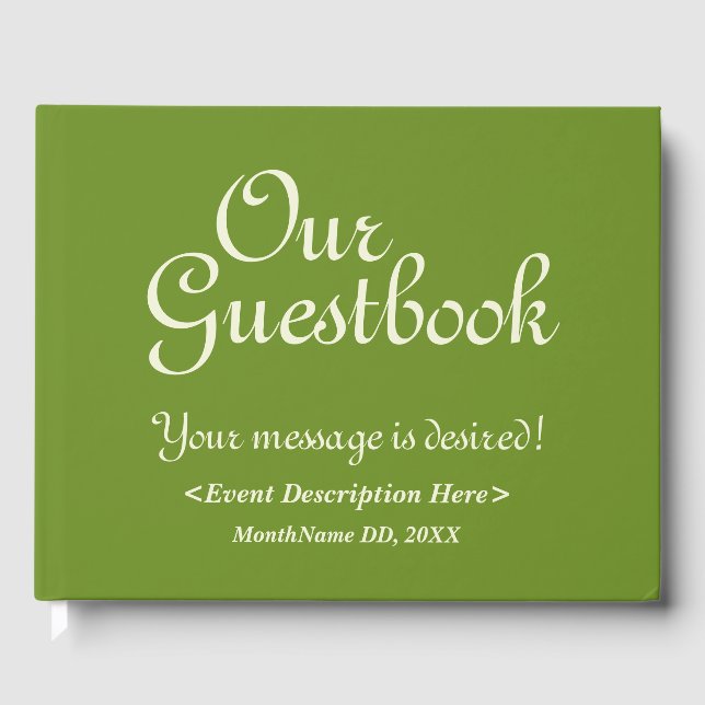 Simple Green and Beige Generic Event Guestbook (Front)