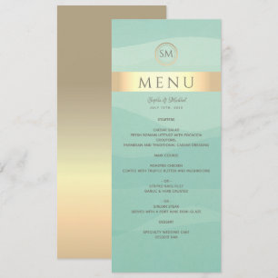 Simple Green and Gold Wedding Menu