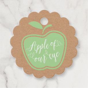 Simple Green and White Apple Of Our Eye Favour Tag