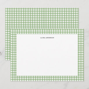Simple green and white Gingham personalized  Thank You Card