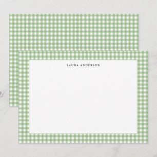 Simple green and white Gingham personalized Thank You Card