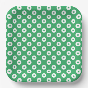 Simple Green and White Polka-Dots Paper Plate