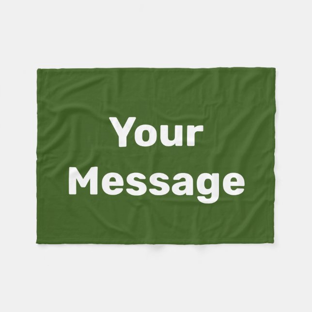 Simple Green and White Text Your Message Template Fleece Blanket (Front (Horizontal))