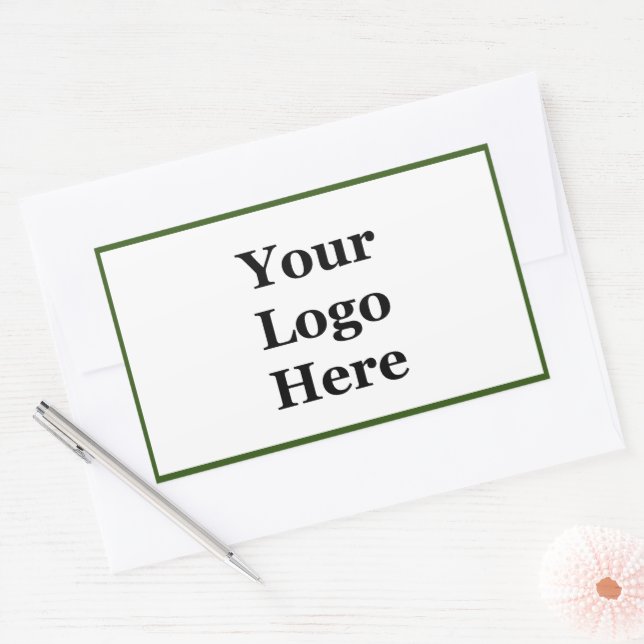 Simple Green and White Your Logo Here Template Sticker (Envelope)