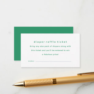 Simple green baby shower diaper raffle ticket enclosure card