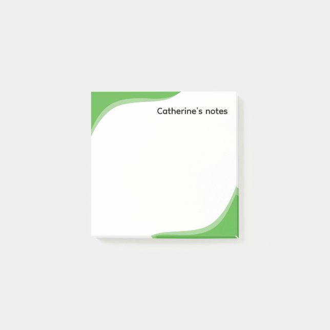 Simple green & black waves customizable post-it notes (Front)