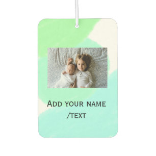 simple green blue watercolor add photo custom text air freshener